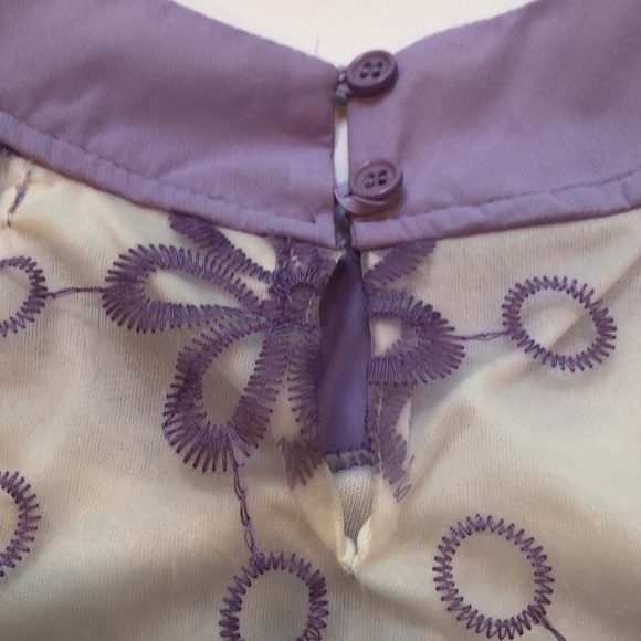 NWT SELF ESTEEM Sheer Layered Top Embroidered Purple Floral Puff Sleeve Girls 5 - Picture 10 of 15